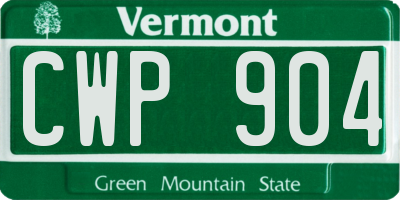 VT license plate CWP904