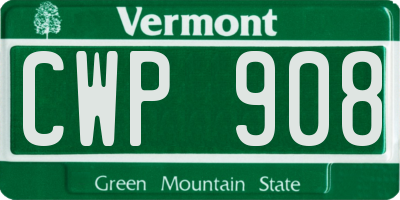 VT license plate CWP908