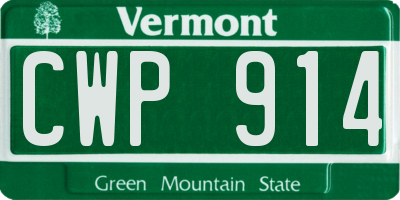 VT license plate CWP914