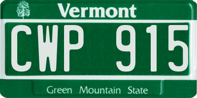 VT license plate CWP915