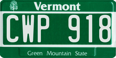 VT license plate CWP918
