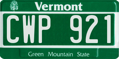VT license plate CWP921