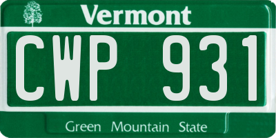 VT license plate CWP931