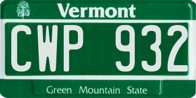 VT license plate CWP932