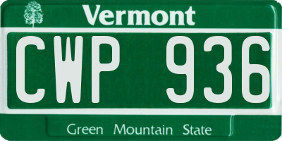 VT license plate CWP936