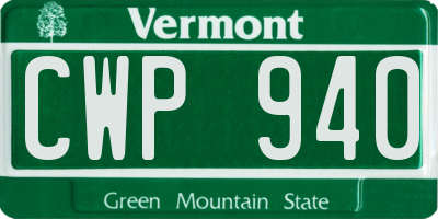 VT license plate CWP940