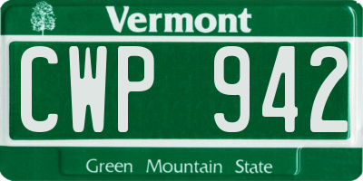 VT license plate CWP942