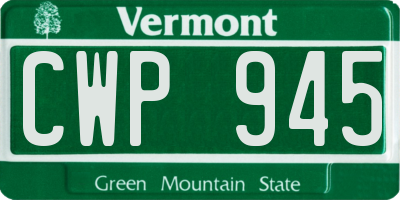 VT license plate CWP945