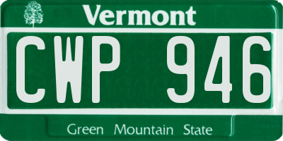 VT license plate CWP946
