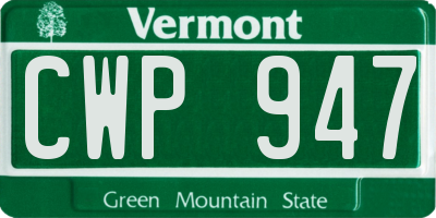 VT license plate CWP947