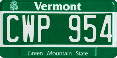 VT license plate CWP954