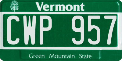 VT license plate CWP957