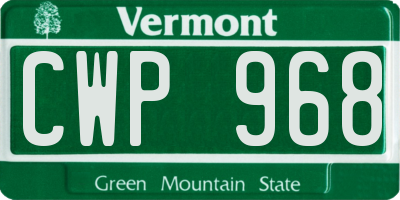 VT license plate CWP968