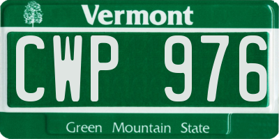 VT license plate CWP976