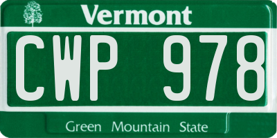 VT license plate CWP978