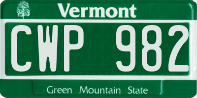 VT license plate CWP982