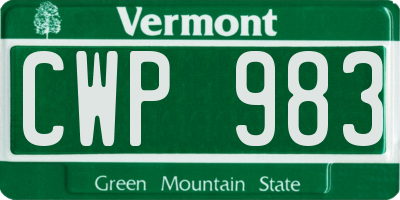 VT license plate CWP983