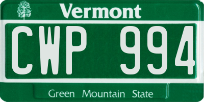 VT license plate CWP994