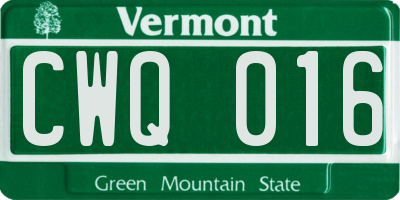 VT license plate CWQ016