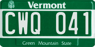 VT license plate CWQ041