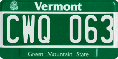 VT license plate CWQ063