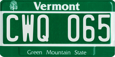 VT license plate CWQ065