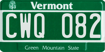 VT license plate CWQ082
