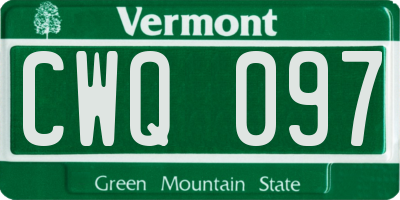 VT license plate CWQ097