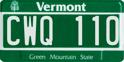 VT license plate CWQ110