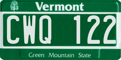VT license plate CWQ122
