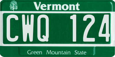 VT license plate CWQ124