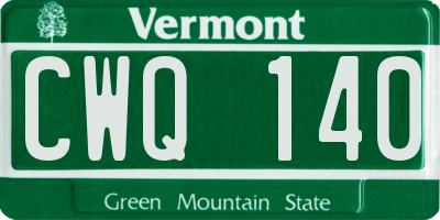 VT license plate CWQ140