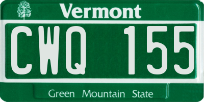VT license plate CWQ155