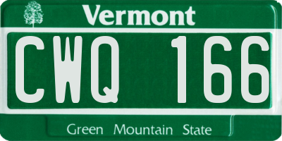 VT license plate CWQ166