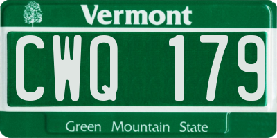VT license plate CWQ179
