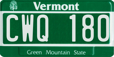 VT license plate CWQ180