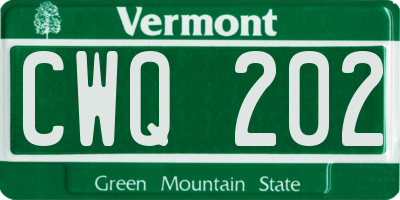 VT license plate CWQ202