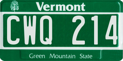VT license plate CWQ214