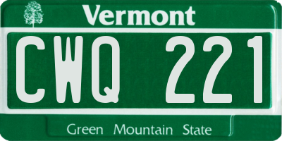 VT license plate CWQ221