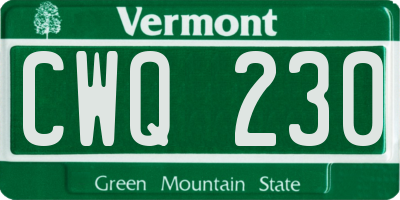 VT license plate CWQ230