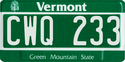 VT license plate CWQ233