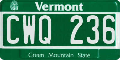 VT license plate CWQ236