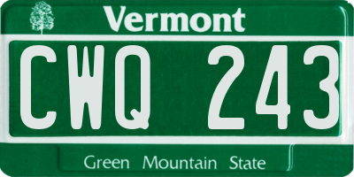 VT license plate CWQ243