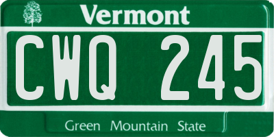 VT license plate CWQ245