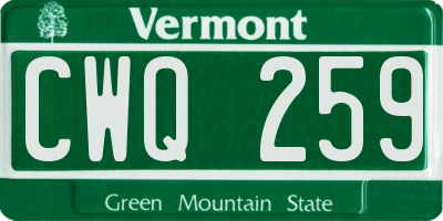VT license plate CWQ259
