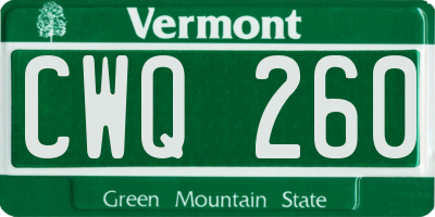 VT license plate CWQ260