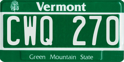 VT license plate CWQ270