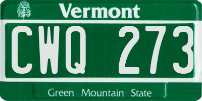VT license plate CWQ273