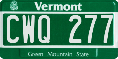VT license plate CWQ277