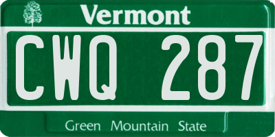 VT license plate CWQ287